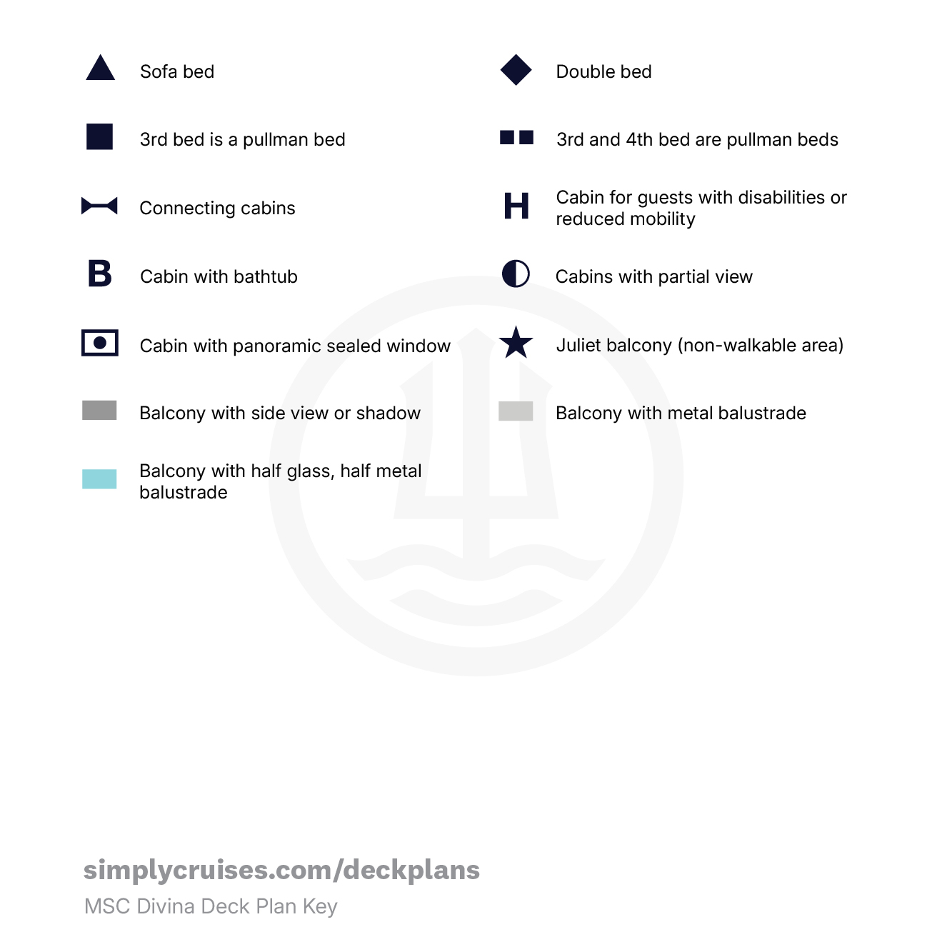 MSC Divina Deck Plan Key
